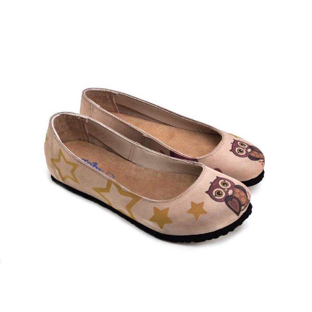 Goby Shoes - Genuine Leather Owl Ballerinas